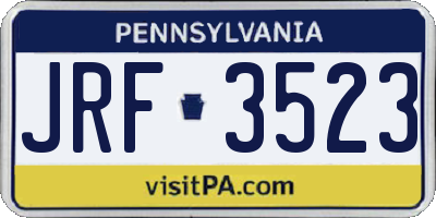 PA license plate JRF3523