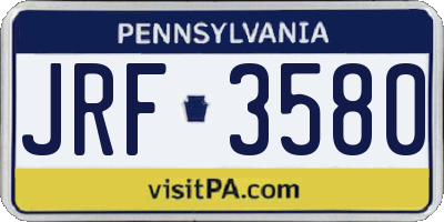 PA license plate JRF3580