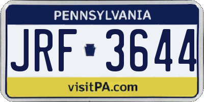 PA license plate JRF3644