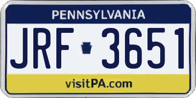 PA license plate JRF3651