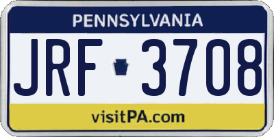 PA license plate JRF3708