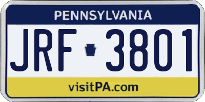 PA license plate JRF3801