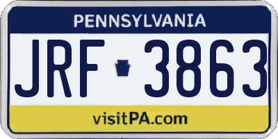 PA license plate JRF3863