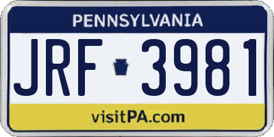 PA license plate JRF3981