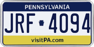 PA license plate JRF4094