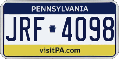 PA license plate JRF4098