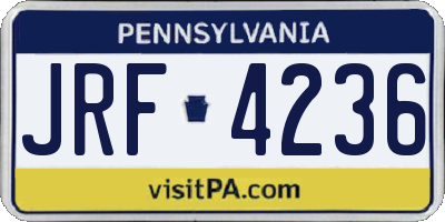 PA license plate JRF4236