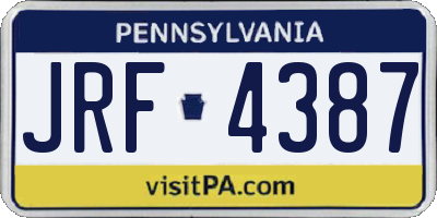 PA license plate JRF4387