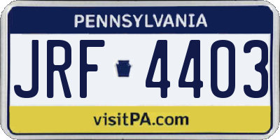 PA license plate JRF4403