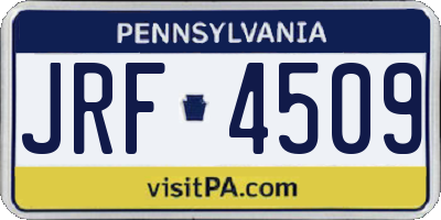 PA license plate JRF4509