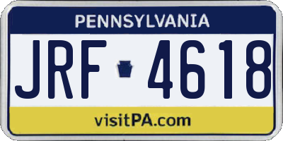 PA license plate JRF4618