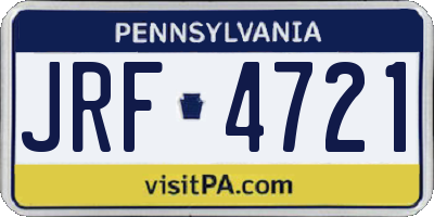 PA license plate JRF4721
