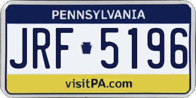 PA license plate JRF5196