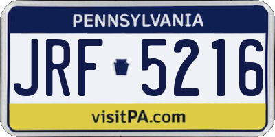 PA license plate JRF5216