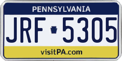 PA license plate JRF5305
