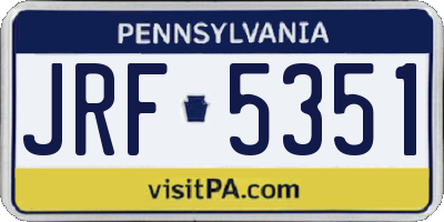 PA license plate JRF5351