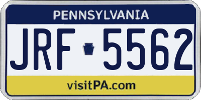 PA license plate JRF5562