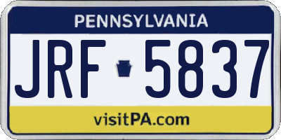 PA license plate JRF5837