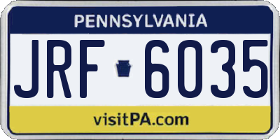 PA license plate JRF6035