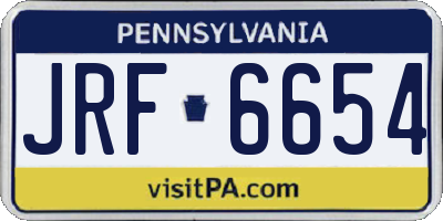 PA license plate JRF6654
