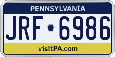 PA license plate JRF6986