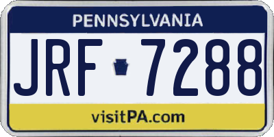 PA license plate JRF7288