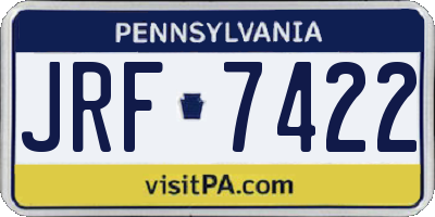 PA license plate JRF7422