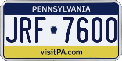 PA license plate JRF7600