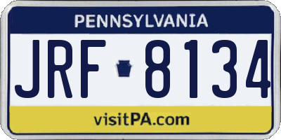 PA license plate JRF8134