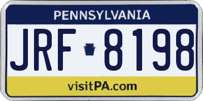 PA license plate JRF8198