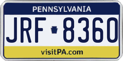 PA license plate JRF8360