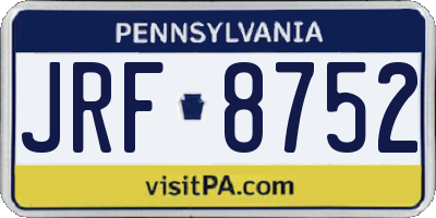 PA license plate JRF8752