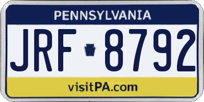 PA license plate JRF8792