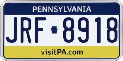 PA license plate JRF8918