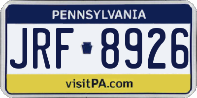 PA license plate JRF8926