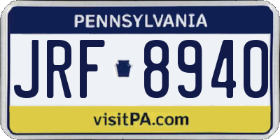 PA license plate JRF8940