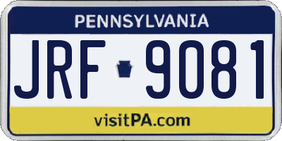 PA license plate JRF9081