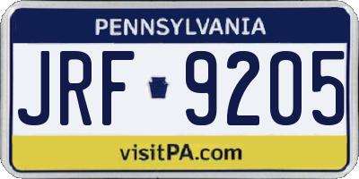 PA license plate JRF9205