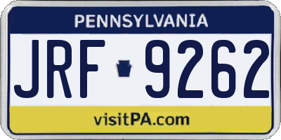 PA license plate JRF9262