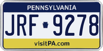 PA license plate JRF9278
