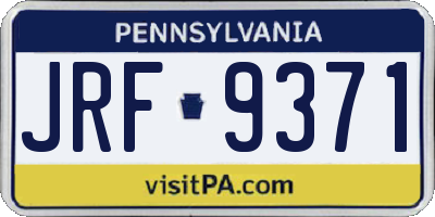 PA license plate JRF9371
