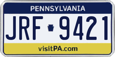PA license plate JRF9421