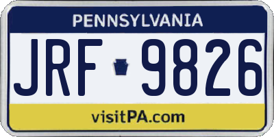 PA license plate JRF9826