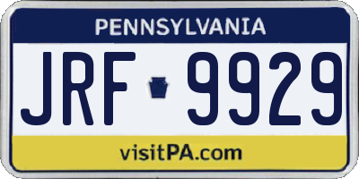 PA license plate JRF9929