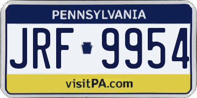 PA license plate JRF9954