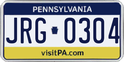 PA license plate JRG0304