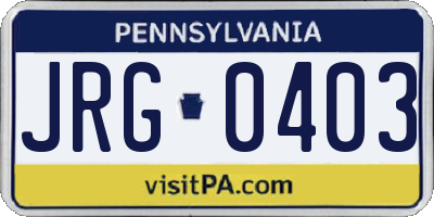 PA license plate JRG0403