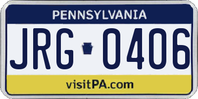 PA license plate JRG0406