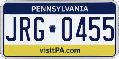 PA license plate JRG0455