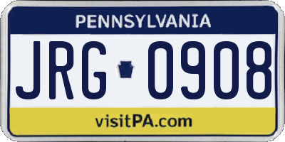 PA license plate JRG0908